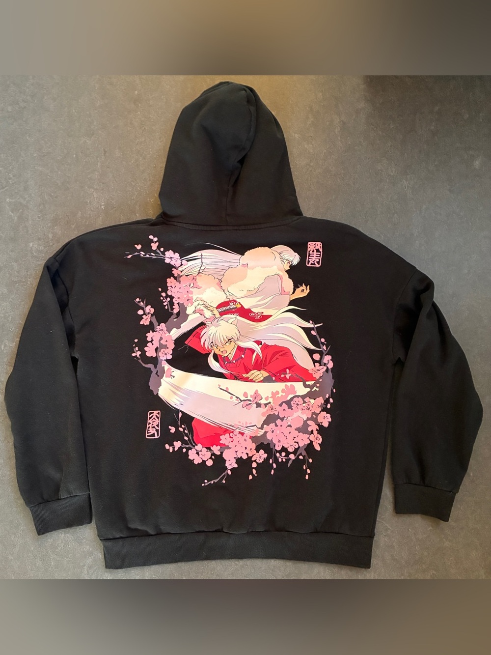 Black Inuyasha Graphic Pullover Hoodie Sweater